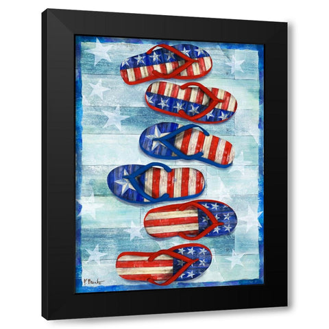 Freedom Flip Flops Vertical Black Modern Wood Framed Art Print by Brent, Paul