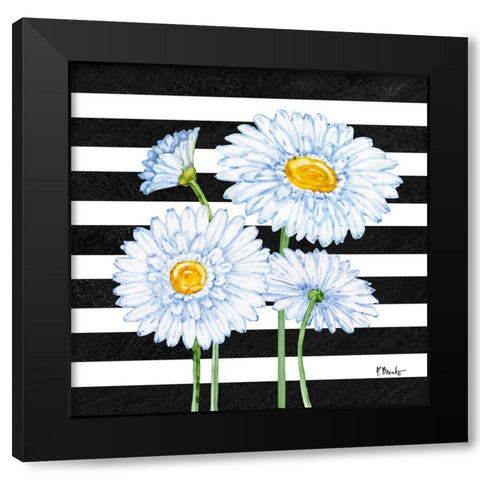 Helena Daisies II - Stripes Black Modern Wood Framed Art Print with Double Matting by Brent, Paul