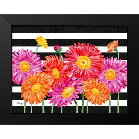 Helena Daisies Horizontal I - Stripes Black Modern Wood Framed Art Print by Brent, Paul