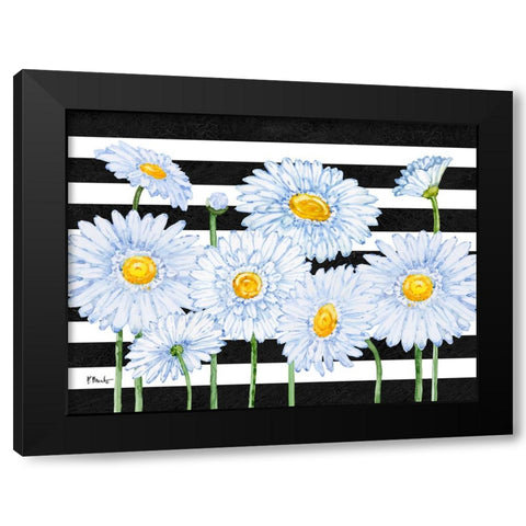 Helena Daisies Horizontal II - Stripes Black Modern Wood Framed Art Print with Double Matting by Brent, Paul