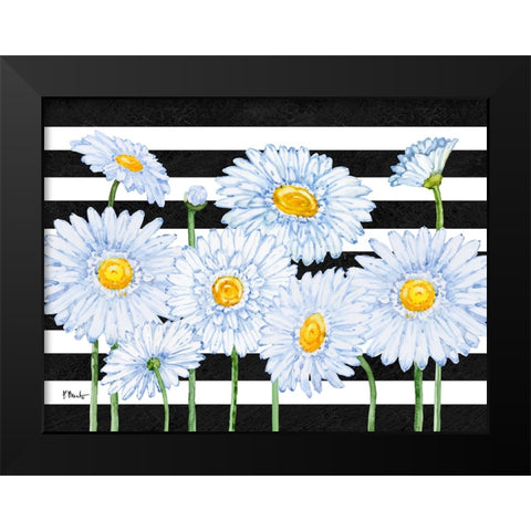 Helena Daisies Horizontal II - Stripes Black Modern Wood Framed Art Print by Brent, Paul
