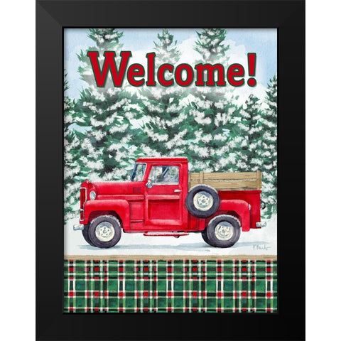 Winter Truck Vertical - Holiday Black Modern Wood Framed Art Print by Brent, Paul