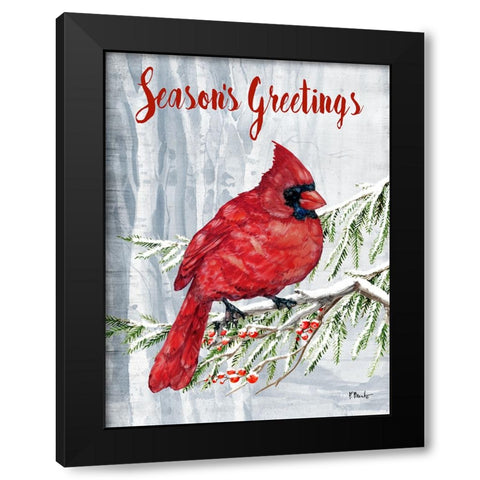 Crimson Cardinal Vertical I Black Modern Wood Framed Art Print by Brent, Paul