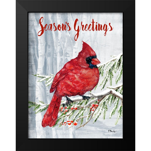 Crimson Cardinal Vertical I Black Modern Wood Framed Art Print by Brent, Paul