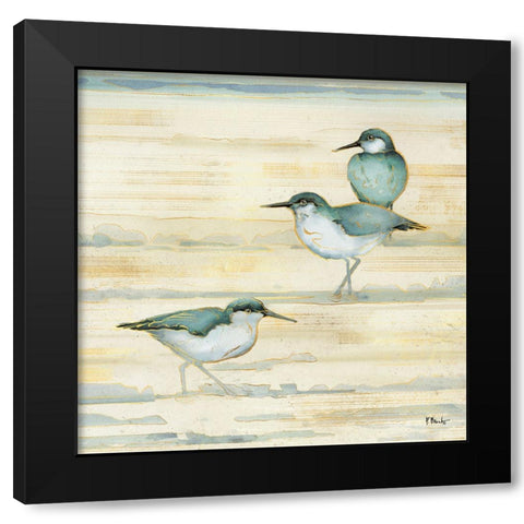 Oceanside Sandpipers II - Golden Black Modern Wood Framed Art Print by Brent, Paul