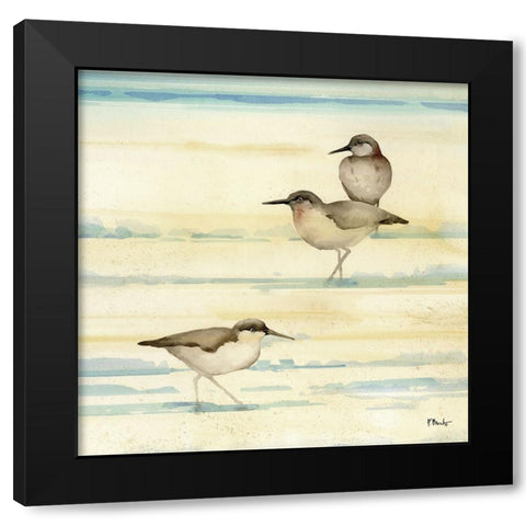 Oceanside Sandpipers II Black Modern Wood Framed Art Print by Brent, Paul