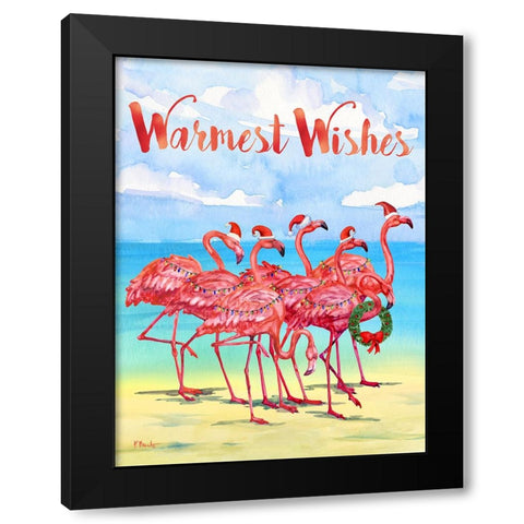 Holiday Hilo Flamingos Vertical Black Modern Wood Framed Art Print by Brent, Paul