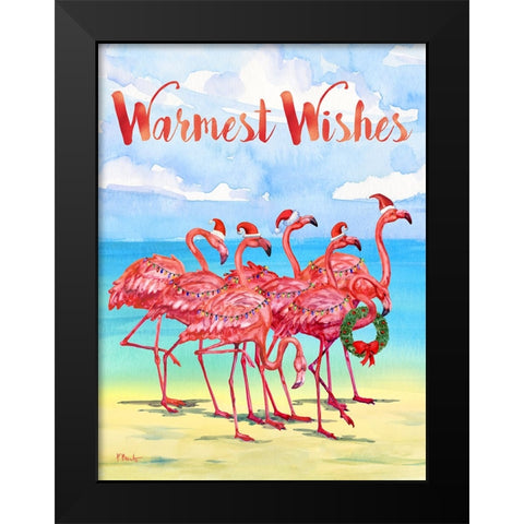 Holiday Hilo Flamingos Vertical Black Modern Wood Framed Art Print by Brent, Paul