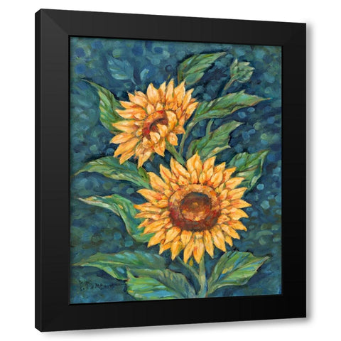 Impressions of Sunflowers III Black Modern Wood Framed Art Print with Double Matting by Brent, Paul