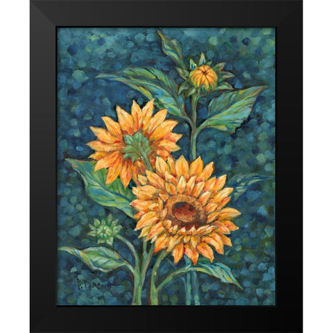 Impressions of Sunflowers IV Black Modern Wood Framed Art Print by Brent, Paul