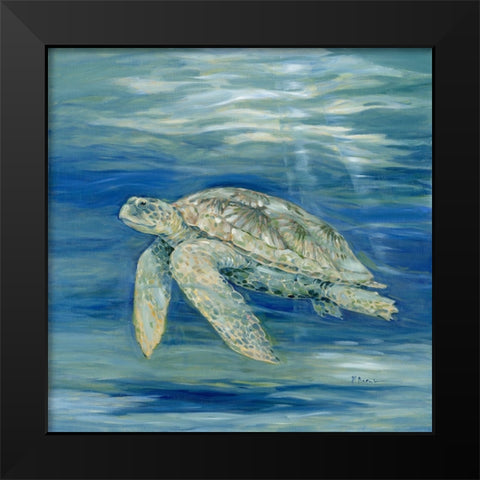 Blue Lagoon Turtle Black Modern Wood Framed Art Print by Brent, Paul