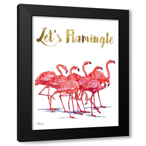 Hilo Flamingos Vertical - White Black Modern Wood Framed Art Print by Brent, Paul
