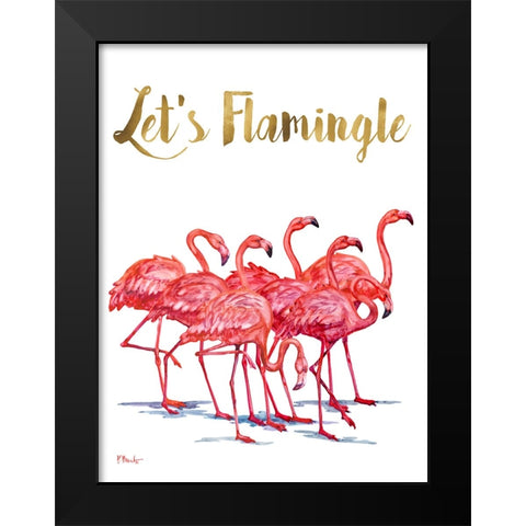 Hilo Flamingos Vertical - White Black Modern Wood Framed Art Print by Brent, Paul