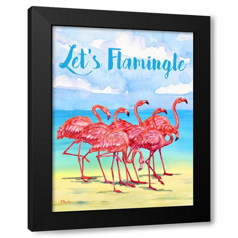 Hilo Flamingos Vertical - Beach Black Modern Wood Framed Art Print by Brent, Paul