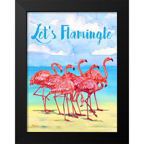 Hilo Flamingos Vertical - Beach Black Modern Wood Framed Art Print by Brent, Paul