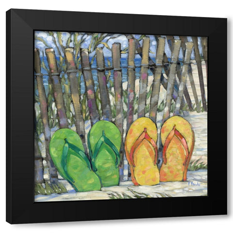 Impressions of Flip Flops Square I Black Modern Wood Framed Art Print by Brent, Paul