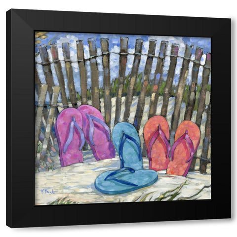Impressions of Flip Flops Square II Black Modern Wood Framed Art Print by Brent, Paul