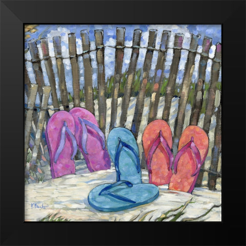 Impressions of Flip Flops Square II Black Modern Wood Framed Art Print by Brent, Paul