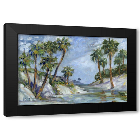 Impressions of Palms - Waters Edge Horizontal Black Modern Wood Framed Art Print with Double Matting by Brent, Paul