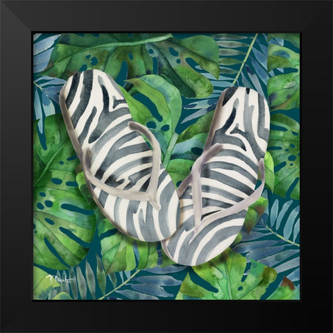 Animal Print Flip Flops I Black Modern Wood Framed Art Print by Brent, Paul
