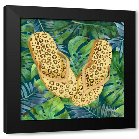 Animal Print Flip Flops II Black Modern Wood Framed Art Print with Double Matting by Brent, Paul