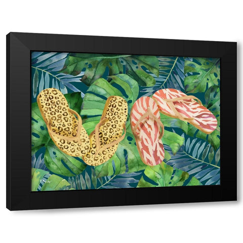 Animal Print Flip Flops Horizontal II Black Modern Wood Framed Art Print by Brent, Paul