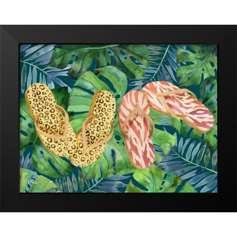 Animal Print Flip Flops Horizontal II Black Modern Wood Framed Art Print by Brent, Paul