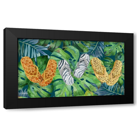 Animal Print Flip Flops Horizontal III Black Modern Wood Framed Art Print with Double Matting by Brent, Paul