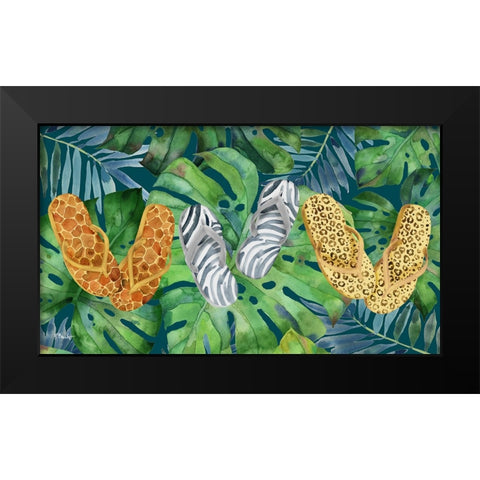 Animal Print Flip Flops Horizontal III Black Modern Wood Framed Art Print by Brent, Paul