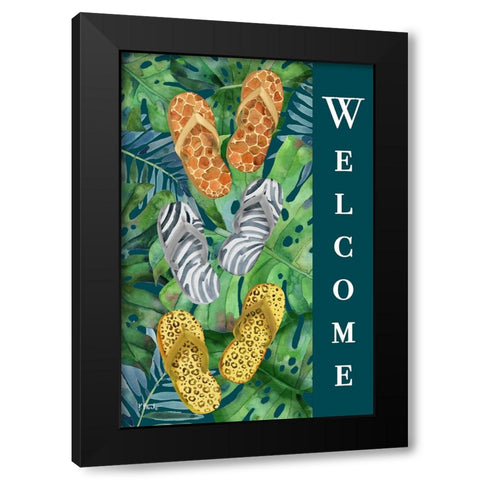 Animal Print Flip Flops Vertical II Black Modern Wood Framed Art Print by Brent, Paul