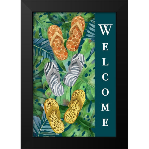 Animal Print Flip Flops Vertical II Black Modern Wood Framed Art Print by Brent, Paul