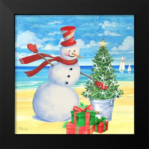 Snowman Beach I Black Modern Wood Framed Art Print by Brent, Paul