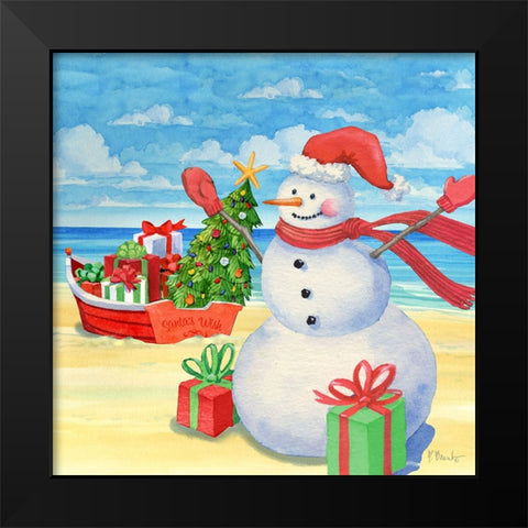 Snowman Beach II Black Modern Wood Framed Art Print by Brent, Paul