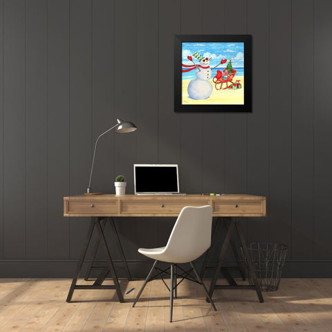 Snowman Beach III Black Modern Wood Framed Art Print by Brent, Paul