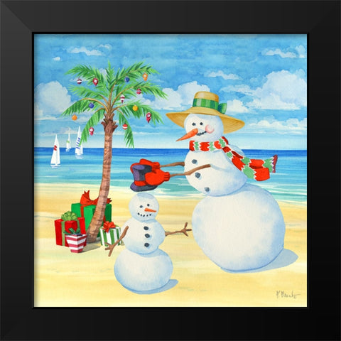 Snowman Beach IV Black Modern Wood Framed Art Print by Brent, Paul