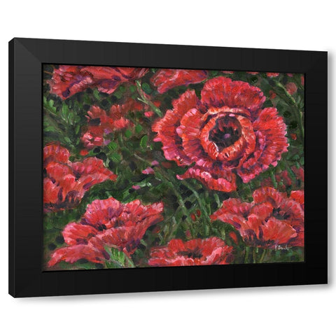 Impressions of Poppies Horizontal II Black Modern Wood Framed Art Print by Brent, Paul