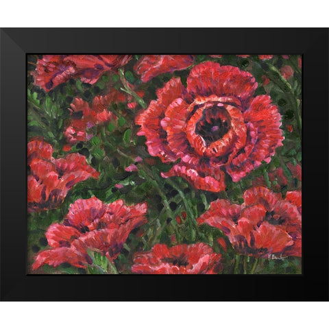 Impressions of Poppies Horizontal II Black Modern Wood Framed Art Print by Brent, Paul