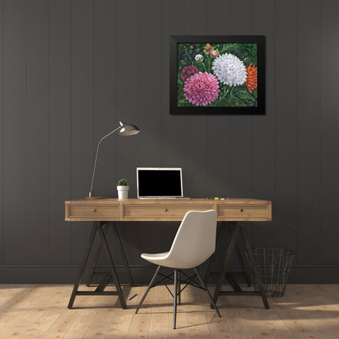 Impressions of Dahlias Horizontal I Black Modern Wood Framed Art Print by Brent, Paul