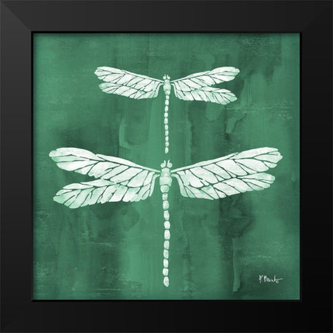 Garden Flight II - Emerald Black Modern Wood Framed Art Print by Brent, Paul