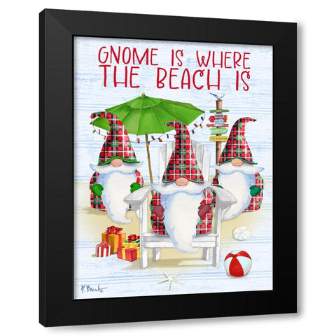 Coastal Gnome Vertical - Holiday Black Modern Wood Framed Art Print by Brent, Paul
