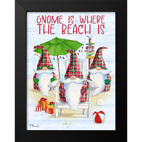 Coastal Gnome Vertical - Holiday Black Modern Wood Framed Art Print by Brent, Paul