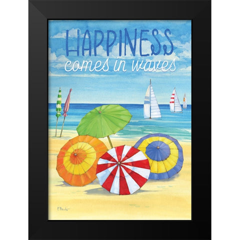 Umbrella Waves Vertical Black Modern Wood Framed Art Print by Brent, Paul