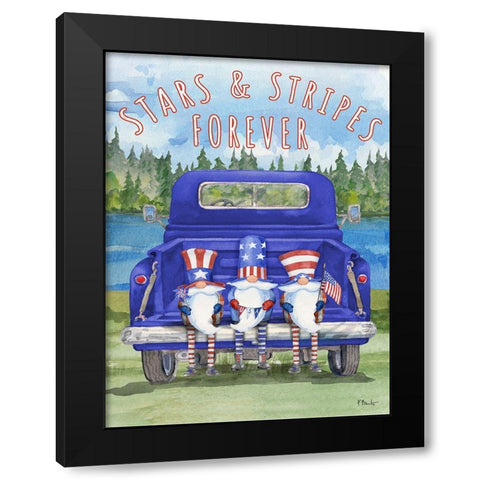 Patriotic Gnomes Truck Black Modern Wood Framed Art Print with Double Matting by Brent, Paul