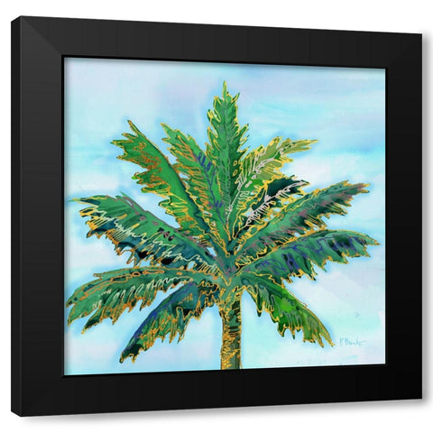 Hana Palm I - Blue Black Modern Wood Framed Art Print with Double Matting by Brent, Paul