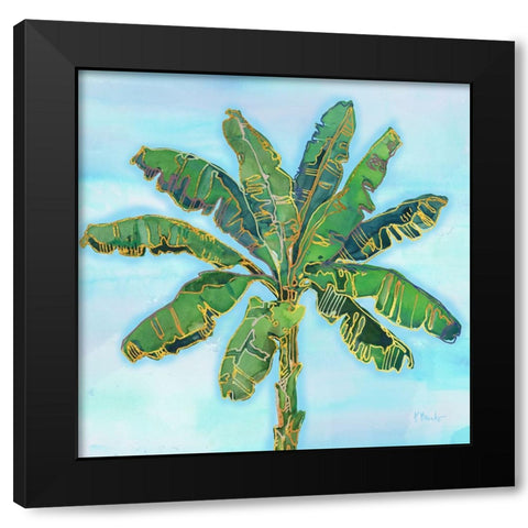 Hana Palm II - Blue Black Modern Wood Framed Art Print with Double Matting by Brent, Paul