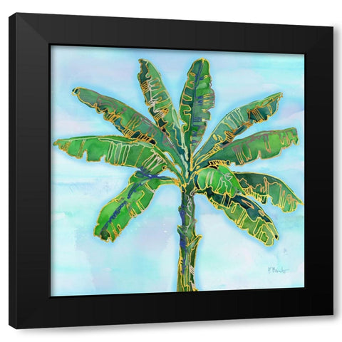 Hana Palm IV - Blue Black Modern Wood Framed Art Print with Double Matting by Brent, Paul
