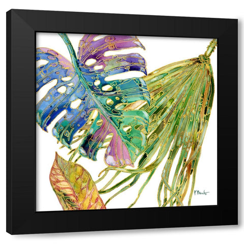 Spectrum Palm Fronds II Black Modern Wood Framed Art Print with Double Matting by Brent, Paul