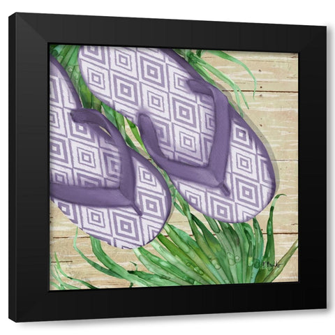 Frond Flip Flops I Black Modern Wood Framed Art Print with Double Matting by Brent, Paul