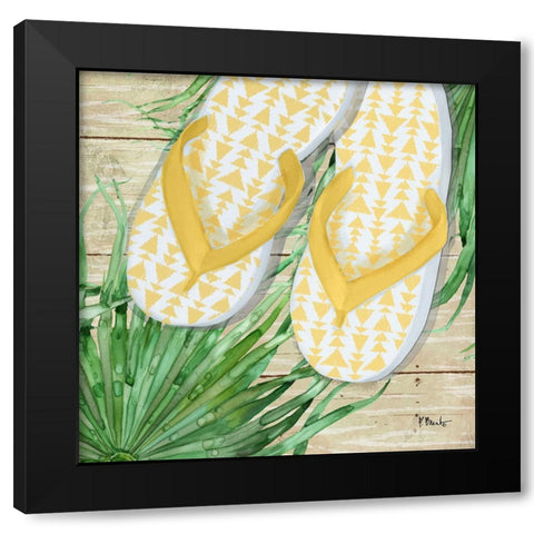 Frond Flip Flops II Black Modern Wood Framed Art Print with Double Matting by Brent, Paul
