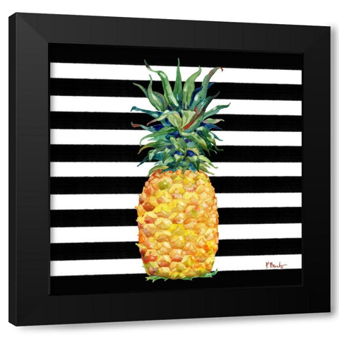 Kona Pineapple I - Black Stripe Black Modern Wood Framed Art Print with Double Matting by Brent, Paul